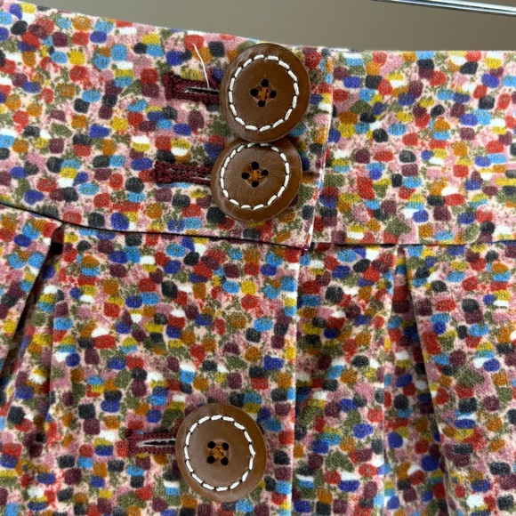 Elevenses Anthropologie Colorful Confetti Button-Front Velvet Mini Skirt Size 8 - Picture 4 of 8